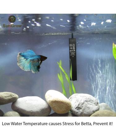 SunGrow 10W Halfmoon Betta Heater for Small Tanks - Fully Submersible, Energy-Efficient, Preset Temperature, Suction Cups Included - Buy Online on GoSupps.com