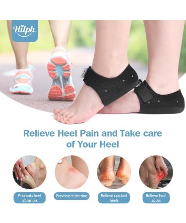 Hilph Heel Pads Protector for Plantar Fasciitis & Heel Pain Relief - Gel Cushions for Men & Women - Large Black Heel Support for Achilles Tendonitis & Cracked Heels - Buy Online on GoSupps.com