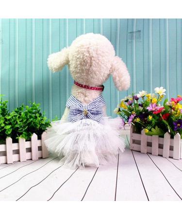 Doublehero Dog Bubble Rock: Summer Stripes Lace Princess Dress - Cute Vintage Sleeveless Clothing for Dogs - Perfect for Halloween & Christmas - XL Blue - Buy Online on GoSupps.com