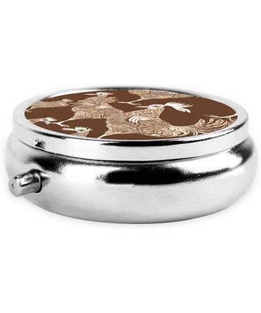 Rooster & Chicken Print Mini Round Pill Box | 3 Compartment Travel Organizer | Portable Medicine Case for Home & Office - Buy Online on GoSupps.com
