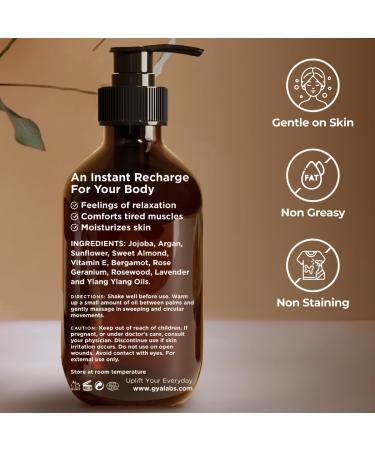 Gya Labs Energizing Massage Oil - 200 ml Body Massage Oils with Lemon, Grapefruit, Rosemary, Peppermint, Jojoba & Argan Oils - Buy Online on GoSupps.com