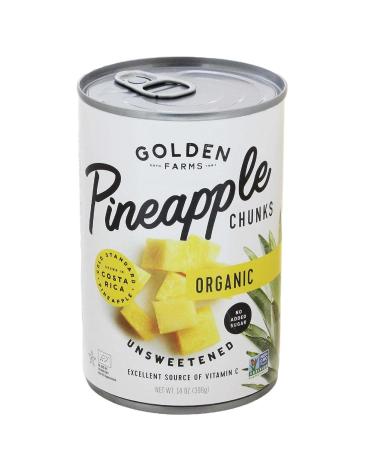 Golden Farms Organic Unsweetened Pineapple Chunks - 4 Cans, 14 oz (396g) each - Buy Online on GoSupps.com