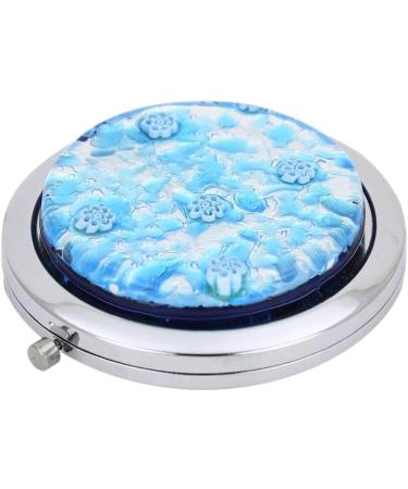 GlassOfVenice Murano Glass Millefiori Folding Compact Mirror - Aqua Silver - Buy Online on GoSupps.com
