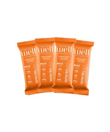 MenoWell Menopause Energy and Protein Bars for Women (Formally Bossa Bar) Peanut Butter Chocolate Plant Based 8g of Protein High Fiber Meno Middle Support 3g Added Sugar 4 Count (Pack of 1) Peanut Butter Chocolate 4 Count (Pack of 1)