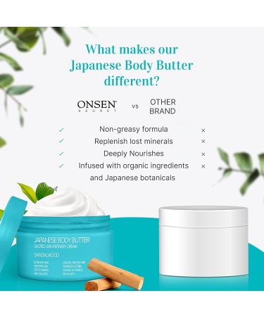 Onsen Japanese Body Butter for Women - Natural Shea Butter Moisturizer with Coconut Oil & Vitamin E - 8.6 fl oz (Sandalwood) - Skin Refinery Cream for Exfoliating Clear Skin - Buy Online on GoSupps.com