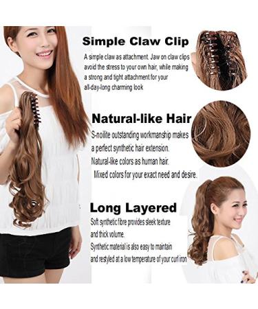 Shop S-noilite Voluminous Hair Extension - 45cm Wavy Ponytail & Braid Claw - Natural Black & Various Colors - Buy Online on GoSupps.com