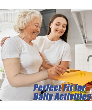 Beister Medical Compression Arm Sleeve 20-30mmHg - Full Arm Support for Pain Relief, Swelling, Lipedema, Lymphedema, Arthritis - Silicone Band, Graduated Compression - Beige, Large - Buy Online on GoSupps.com