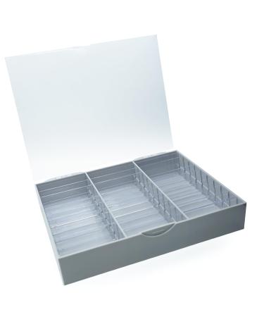 HIOPOIUYT Transparent Dustproof Box For False Nails Art Keep Your Masterpieces Clean Adjustable Dividers Easy To Carry Protective Case For Nail Products Light Grey
