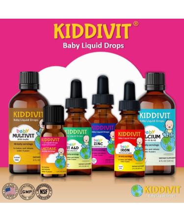 Kiddivit Baby Multivitamin Liquid Drops - 48 Daily Servings 4 Fl Oz - Glass Bottle - Sugar Free, Gluten Free, Vegetarian Friendly - Buy Online on GoSupps.com