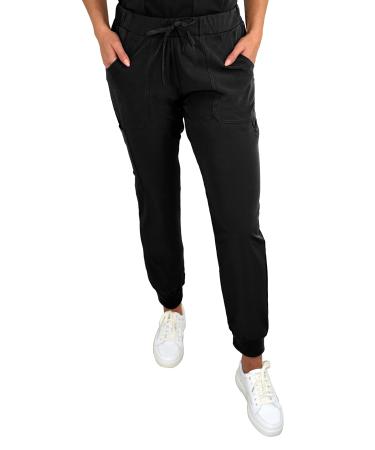 JDM Uniforms Women's 5 Pocket Jogger Scrub Pant Medical Nursing Large Black