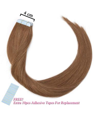 Elailite Invisible Tape Extensions - 20PCs Remy Real Human Hair 30cm 40g #06 Light Brown - Smooth Natural Look for Flawless Hair - Buy Online on GoSupps.com