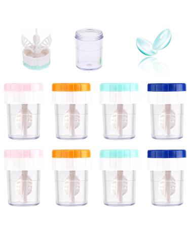Omevett 8 Pcs Contact Lens Cleaning Case Contact Lenses Barrel Case Contact Lens Washer Cleaner Contact Lens Case Manual Rotation Contact Lens Cleaning Container for Eyes Care