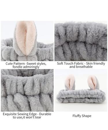 AHONEY Animals Ears Headbands - 4Pcs Cute Coral Fleece Makeup Spa Headbands for Women and Girls - Buy Online on GoSupps.com