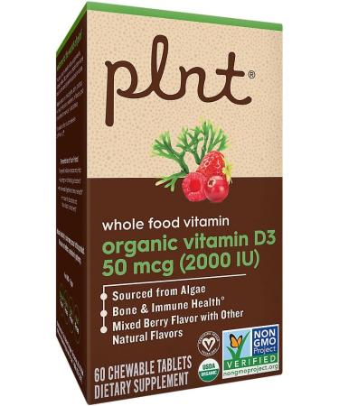 Organic Vitamin D3 a" 50 MCG (2 000 IU) Whole Food Vitamin a" Mixed Berry (60 Chewable Tablets) - Buy Online on GoSupps.com