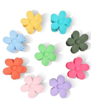 Flower Hair Clips 9PCS Hair Claw Clips   Large Hair Jaw Clips For Women Thick Hair  Non Slip Cute Hair Catch Barrettes Jaw Clamps for Girls Headwear  9 Colors Big Flower Claw Clips For Hair (Multicolour-9Pcs)