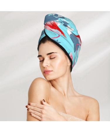 Floral Flamingo Microfiber Hair Towel | Soft Super Absorbent Quick-Dry Wrap for Long Curly and Thick Hair - International Shipping - Buy Online on GoSupps.com