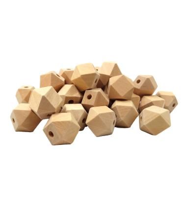 Alenybeby Organic Wooden Geometric Hexagon Beads Accessory 20mm Ecofriendly Wood Faceted Beads DIY Craft Jewelry (20mm-20pcs)