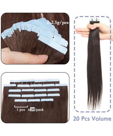 Elailite 20PCS Invisible Tape Extensions | Real Remy Human Hair | 40cm #04 Mittles Braun | Long-lasting Natural Look - Buy Online on GoSupps.com