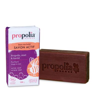 Propolia PROPOLIA - Organic - Active Soap - Face & Body - Propolis Honey & Shea - Children and Adults - For all skin types - Made in France - 100g bread
