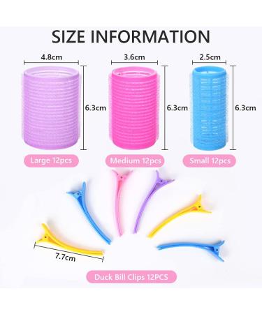 URAQT Hair Rollers 36pcs Hair Curlers Styling Kit with Pins | No Heat Damage DIY Hair Styling Tools | Large Medium Small Self Grip Rollers for Long and Short Hair | 48pcs/Purple - Buy Online on GoSupps.com