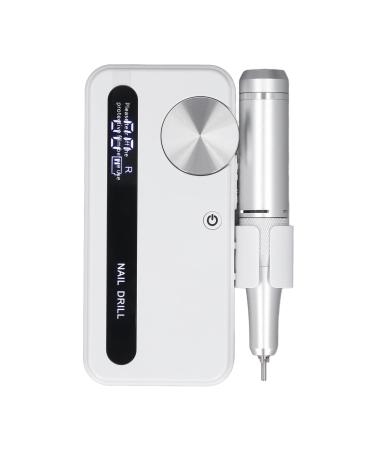 Electric Nail Polisher Portable Professional Nail Grinder for Nail Grinding Polishing with 3000mAh Lithium Battery 2 Hour Fast Charging Nail Salon Tool (White)