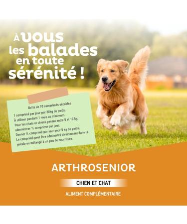 Cl ment Th kan Arthrosenior Large Format - Helps with joint mobility in dogs and cats - Stimulates cartilage regeneration - 90 flavored breakable tablets - Buy Online on GoSupps.com