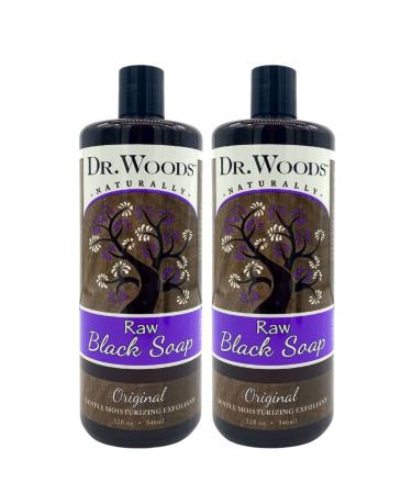 Dr. Woods Raw African Black Moisturizing Liquid Castile Soap 32 Ounce (Pack of 2) Black Soap 32 Ounce (Pack of 2)