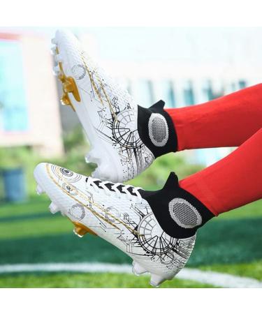 YANGTAOZI Men's High-Top Soccer Cleats - Professional FG/AG Football Boots | Breathable Athletic Training Sneakers for Outdoor & Indoor - Size 9, White - Buy Online on GoSupps.com