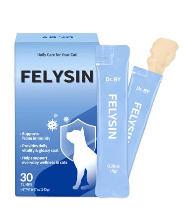 Doctor By FELYSIN (Feline + L-lysine) L-lysine for Cats Lysine Supplements Immune Support Allergy Relief Sneezing Runny Nose Watery Eyes Respiratory Treatment with Beta-glucan 30 Lickable Formula