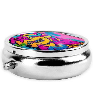Graffiti Wall Mini Round Pill Box | 3 Compartment Portable Organizer for Travel & Daily Use - Buy Online on GoSupps.com