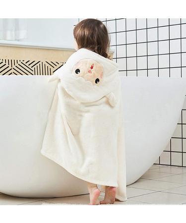 Hilmocho Baby Hooded Bath Towel | Soft Coral Velvet Swaddle Blanket for Infants | Absorbent Shower and Swimming Towel | White Sheep Design - Buy Online on GoSupps.com