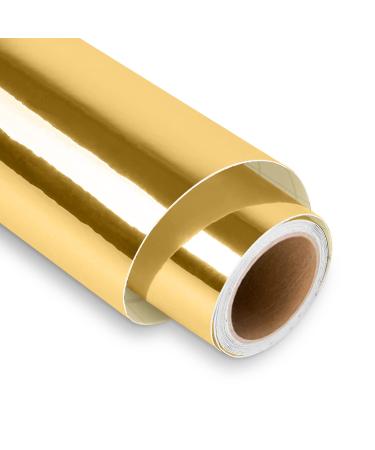 Mirror Gold Permanent Vinyl Roll 12 x 6FT - Lya Vinyl Metallic Outdoor Permanent Vinyl for Cricut - Adhesive Vinyl Roll for Home Decor  Party Decoration  Mug  Window 12 x 6ft Metallic Gold
