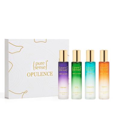 PureS.ense Opule.nce Perfume Gift Set (Silk x Velvet x Satin x Chenille) | Birthday Gifts | Long Lasting Luxury Perfume Travel Combo Pack 25x4ml | for Men & Women