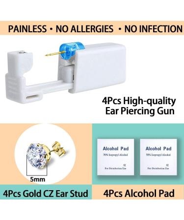 Gold CZ Diamond Ear Piercing Kit - Painless & Safe At-Home Piercing - Hypoallergenic Earrings Included - Buy Online on GoSupps.com