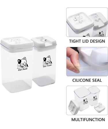 Cat Food and Treats Containers Set with Scoop for Cats - Vintage White Powder-Coated Carbon Steel - Tight Fitting Lids - Storage Canister Tins - Buy Online on GoSupps.com