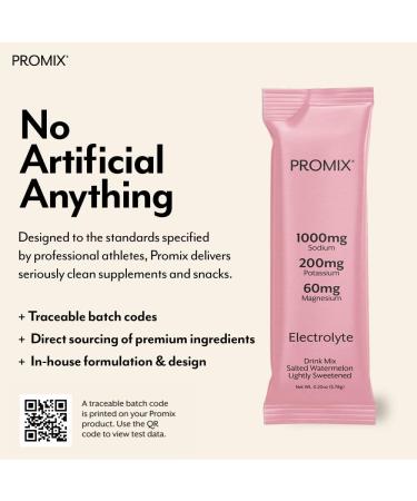 ProMix Nutrition Electrolytes Powder Hydration Packets - Himalayan Pink Salt Magnesium Potassium Vitamin C - Salted Watermelon Lightly Sweetened - 30 Servings (Pack of 30) Watermelon 0.18 Ounce (Pack of 30) - Buy Online on GoSupps.com