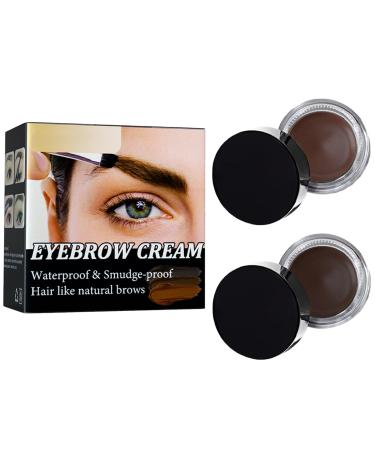 2PCS Eyebrow Pomade Waterproof Eyebrow Cream Brow Pomade Waterproof Smudge Proof Sweat Proof Long Lasting Natural Eyebrow Makeup for All Brow Shapes Dark Brown & Taupe