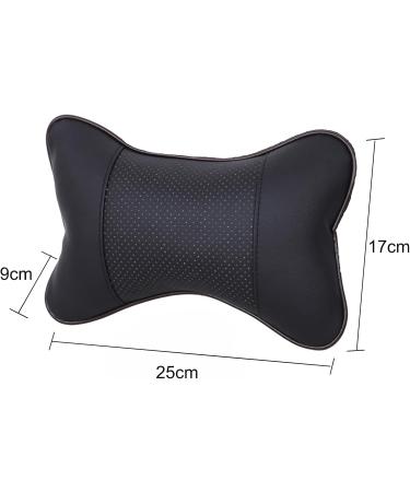 Memory Foam Car Seat Headrest Pillow - Black Leather Neck Support (2 PCs) | Comfortable Auto Neck Rest Cushion - Buy Online on GoSupps.com