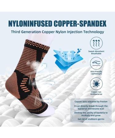 Shop Copper Ankle Brace Support for Men & Women - Compression Sleeve for Plantar Fasciitis Achilles Tendonitis & Sprained Ankle Pain Relief (Large - Buy Online on GoSupps.com
