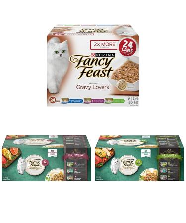 Fancy Feast Wet Cat Food Gravy Lovers Variety Pack 85 g & Fancy Feast Wet Cat Food Elegant Medleys Florentine & Fancy Feast Wet Cat Food Elegant Medleys Primavera