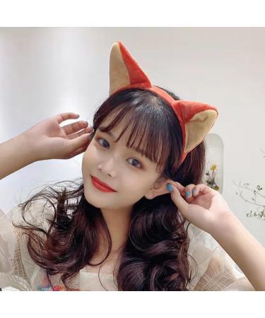 Plush Fox Ear Headband Animal Ears Hairband Cosplay Costume Headband Hair Hoop Headwear Halloween Party Hair Accessories - Buy Online on GoSupps.com