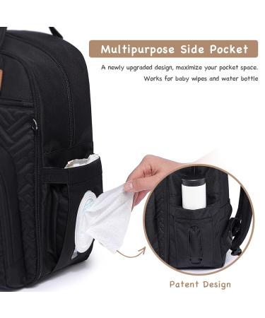 Iniuniu Baby Diaper Backpack - Large Multifunctional Diaper Bag with Changing Pad & Pacifier Holder - Stylish & Practical for Moms & Dads - Black - Buy Online on GoSupps.com