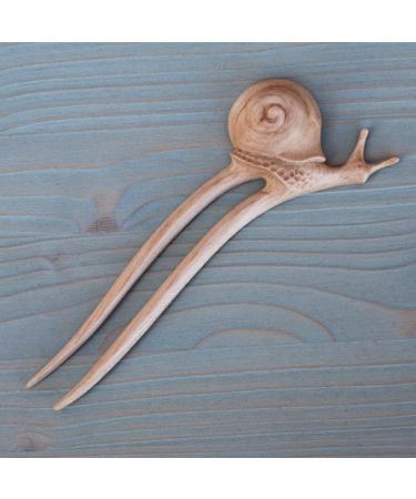 Vintage Snail Hair Fork - Handmade Wooden Hair Accessories for Thin Hair | Carved Hair Needle & Stick - Buy Online on GoSupps.com