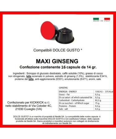 KICKKICK 16 coffee capsules with ginseng compatible with Nescaf Dolce Gusto coffee - Buy Online on GoSupps.com
