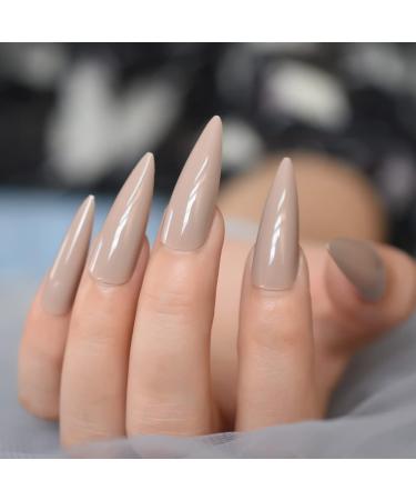 24pcs Natural Look Glossy Light Brown Acrylic Full Cover False Nails - Perfect for Easy Stylish Nail Art - Buy Online on GoSupps.com
