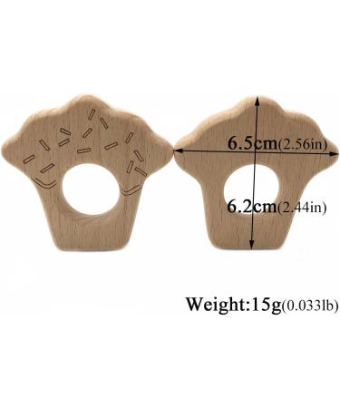 Wendysun 3pcs Cartoon Wood Teether Set - Pure Natural Beech Teething Toy for Baby DIY Pendant - Animal Cake Shape - Buy Online on GoSupps.com