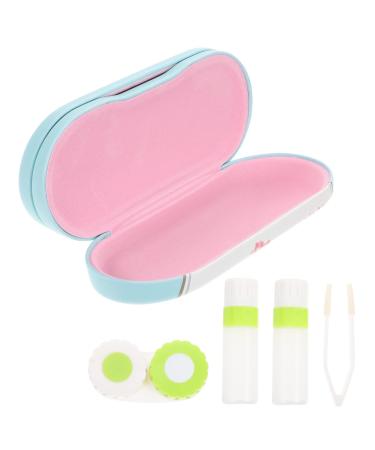 JECOMPRIS tweezers 2 sentences Double -lod -like glasses case. Purchased lentil holder Double glasses holder Etui lentil tweezers 2 in 1 glasses case solution Flocked cloth suitcase contact lenses travel