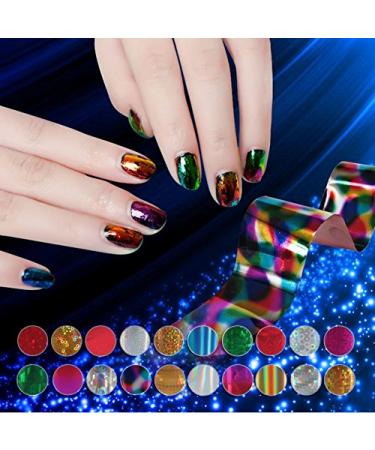 XICHEN Starry Sky Nail Art Stickers - 24 Colors DIY Foil Transfer Adhesive Glitters | Acrylic Nail Decoration (4cm*100cm) - Buy Online on GoSupps.com