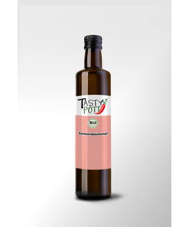 TASTY POTT Tasty Pott Organic Sunflower Seed Oil - Cold Pressed - Cooking Oil | Vegan Cooking | For Roasting Grilling & Baking - Pressed Sunflower Seeds | Oil | Oil | In the Bottle | 500 ml