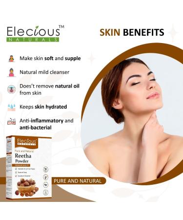 Elecious Pure Reetha Powder 100% Natural Hair Growth & Skin Care Soapnut Powder | No Chemicals 200GM - Buy Online on GoSupps.com